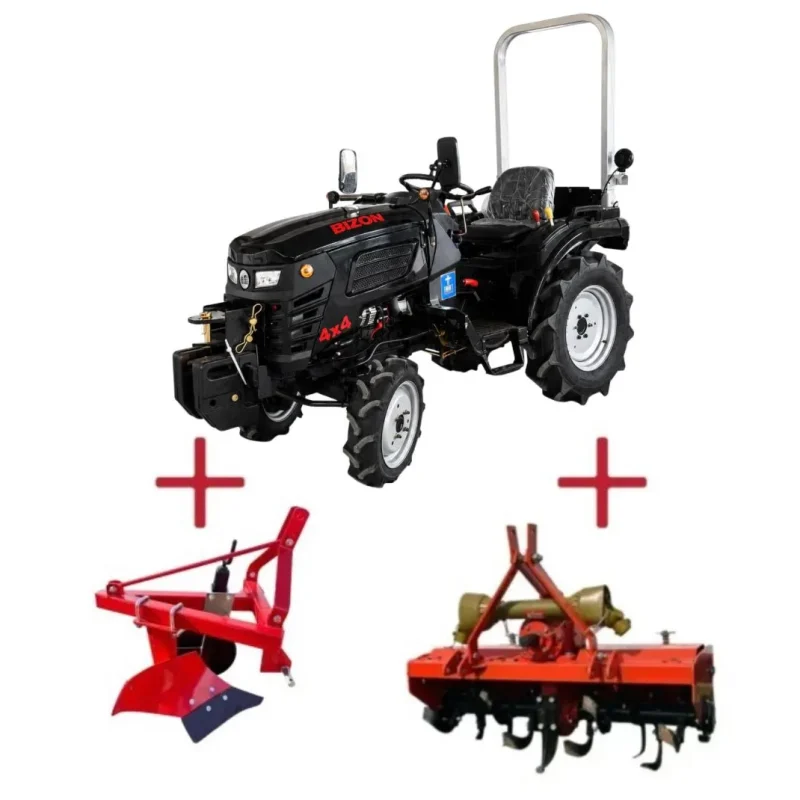 Bizon TA254 tractor with plow and rotary tiller (unregistrable model)